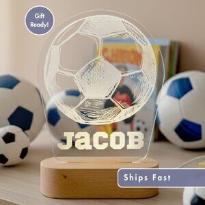 Soccer Night Light – Personalized LED Lamp for Boys & Players